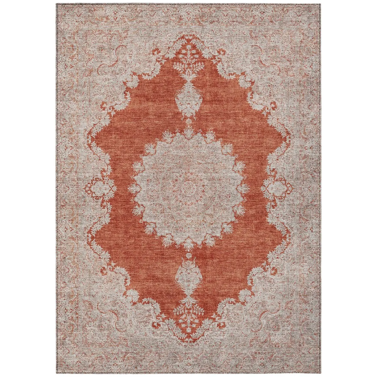 Machine Washable Indoor/ Outdoor Vintage Traditional Chantille Rug