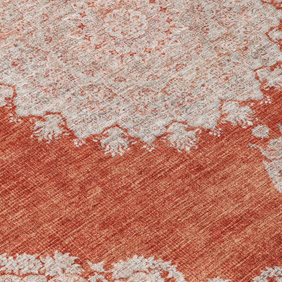 Machine Washable Indoor/ Outdoor Vintage Traditional Chantille Rug