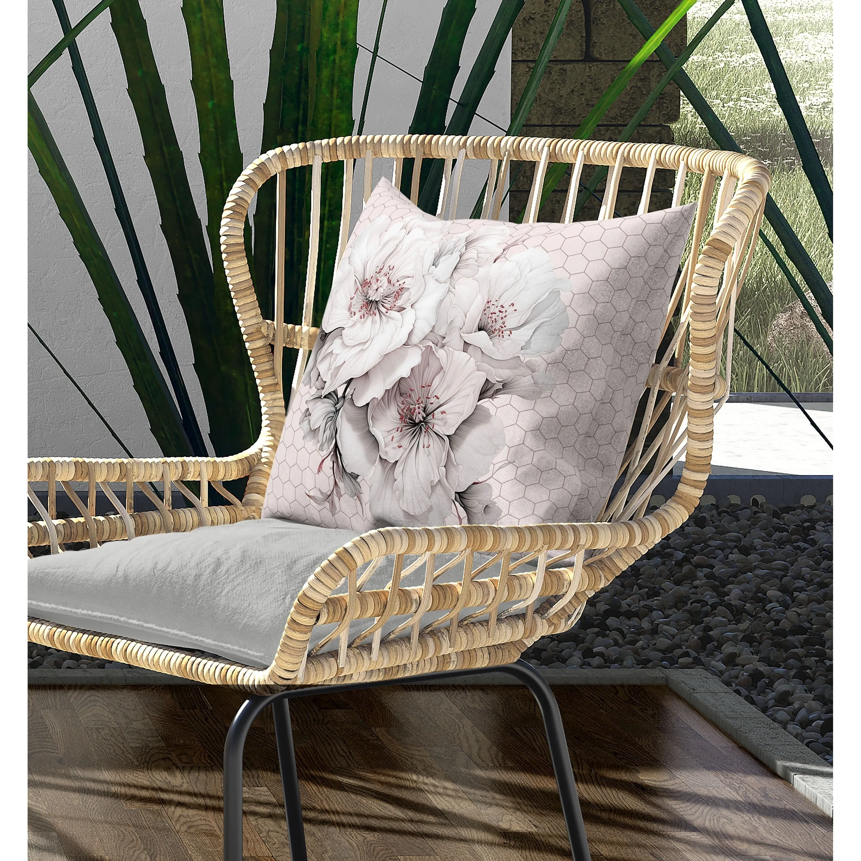 Magnolia Majesty Indoor/Outdoor Reversible Throw Pillow Pink