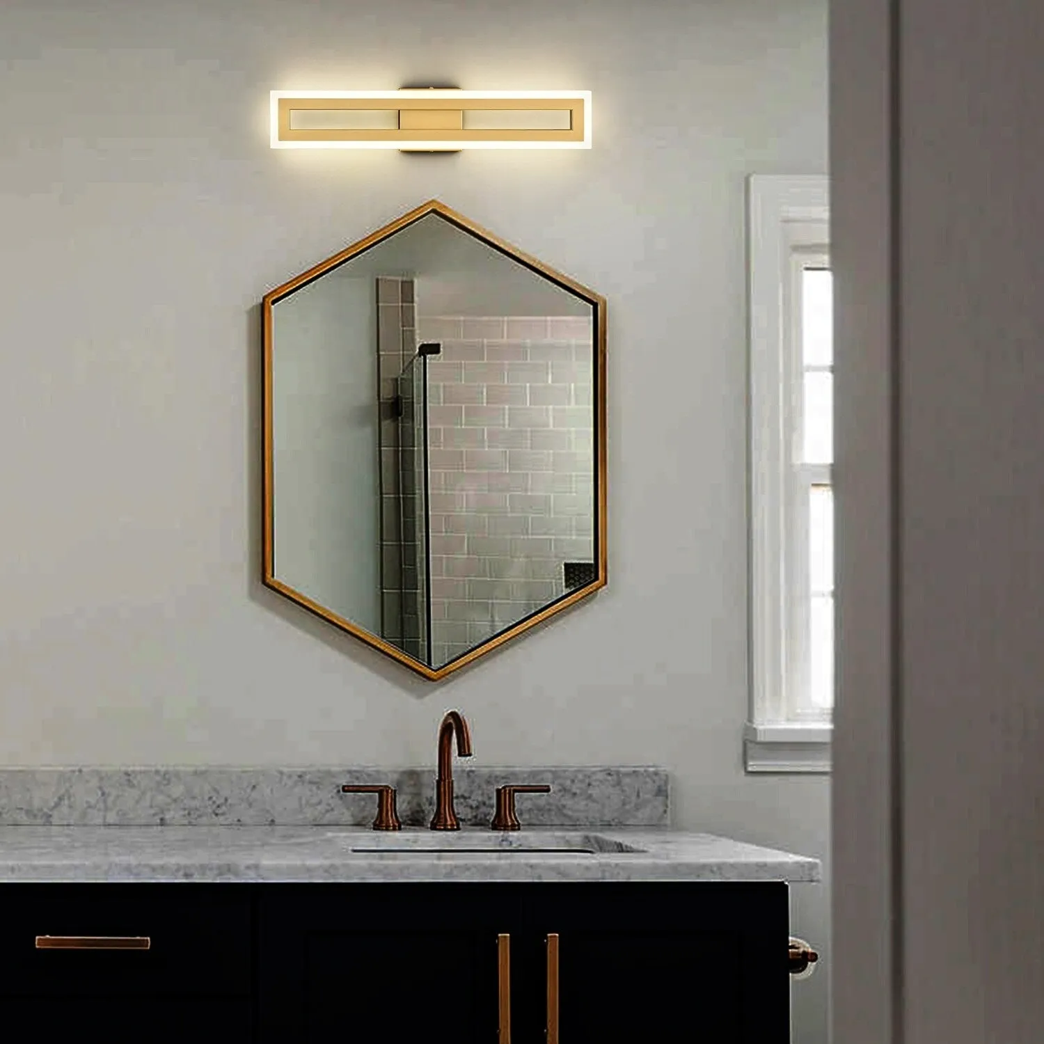 Manarola Modern LED Bathroom Vanity Light Brass Wall Sconce . Vanity Light