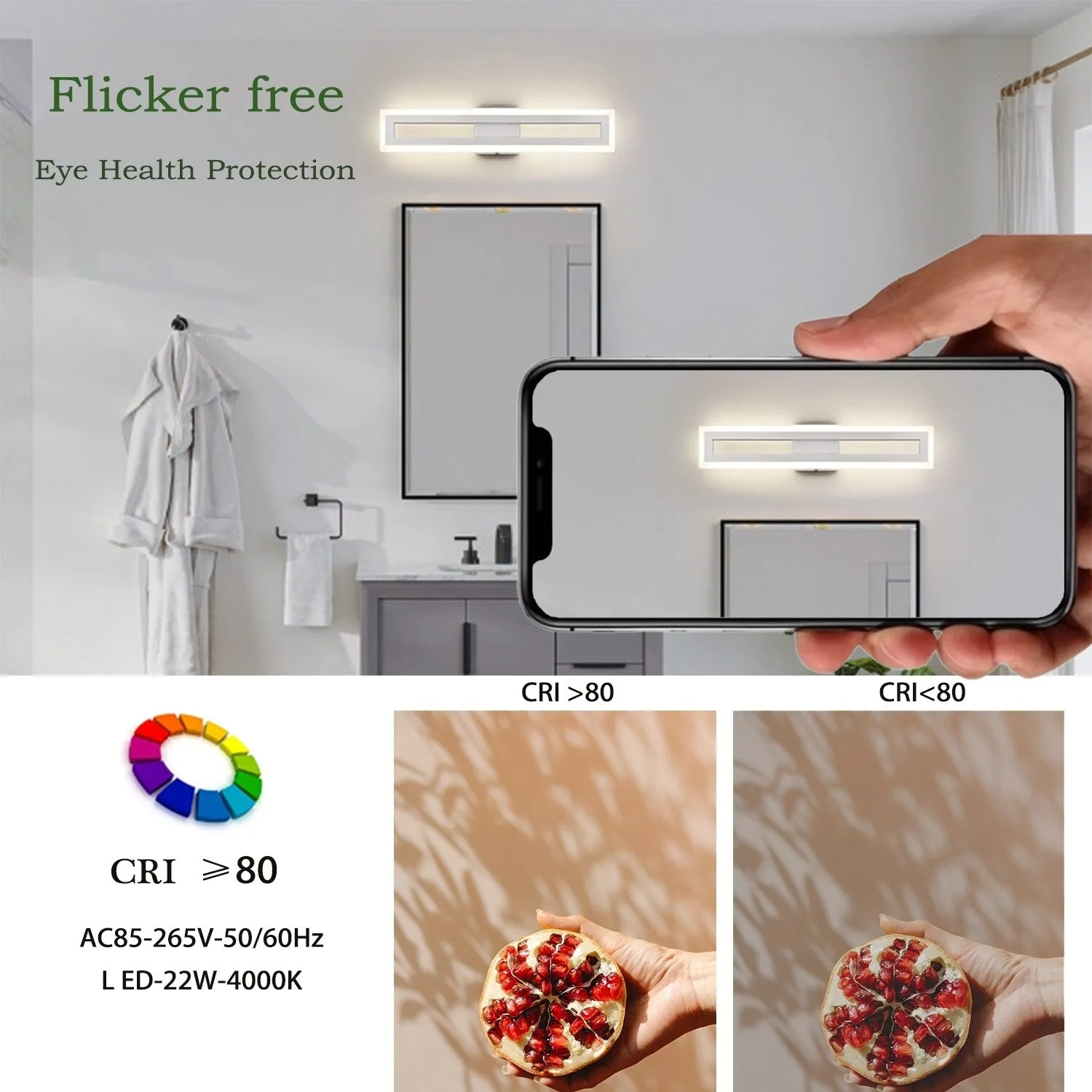 Manarola Modern LED Bathroom Vanity Light Brass Wall Sconce . Vanity Light