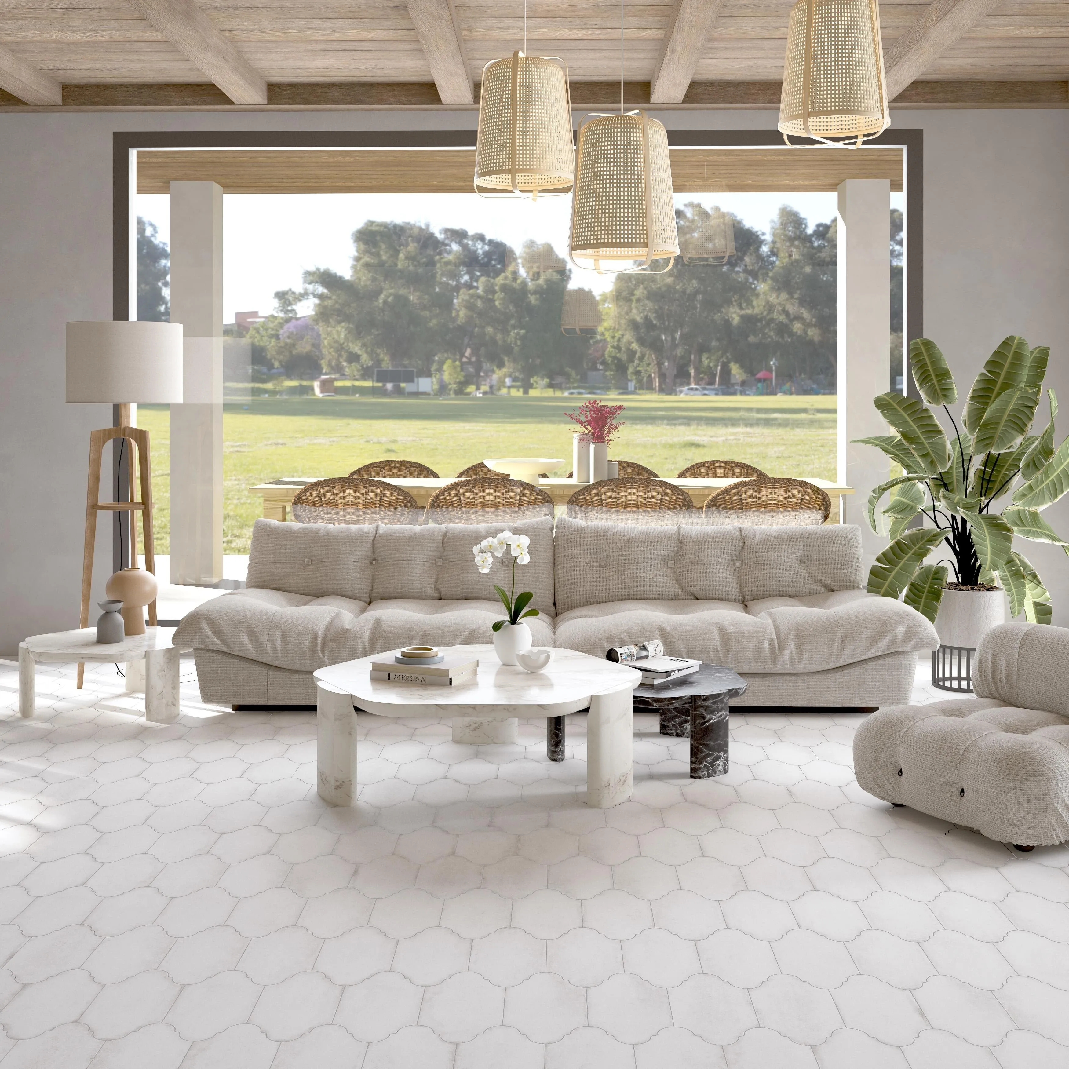 Merola Tile Alhama Provenzal White 6-1/4 x 12-3/4 Porcelain Floor and Wall Tile