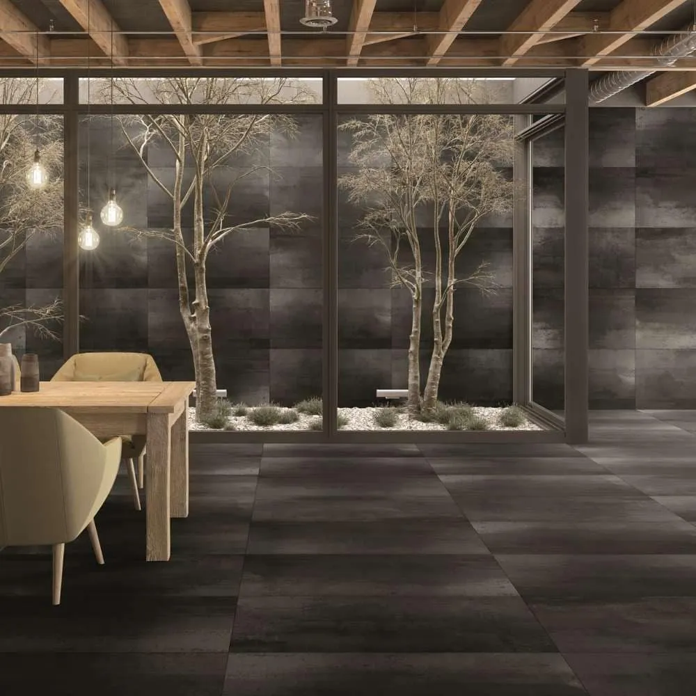 Metallica 24 x 48 Graphite Porcelain Floor and Wall Tile