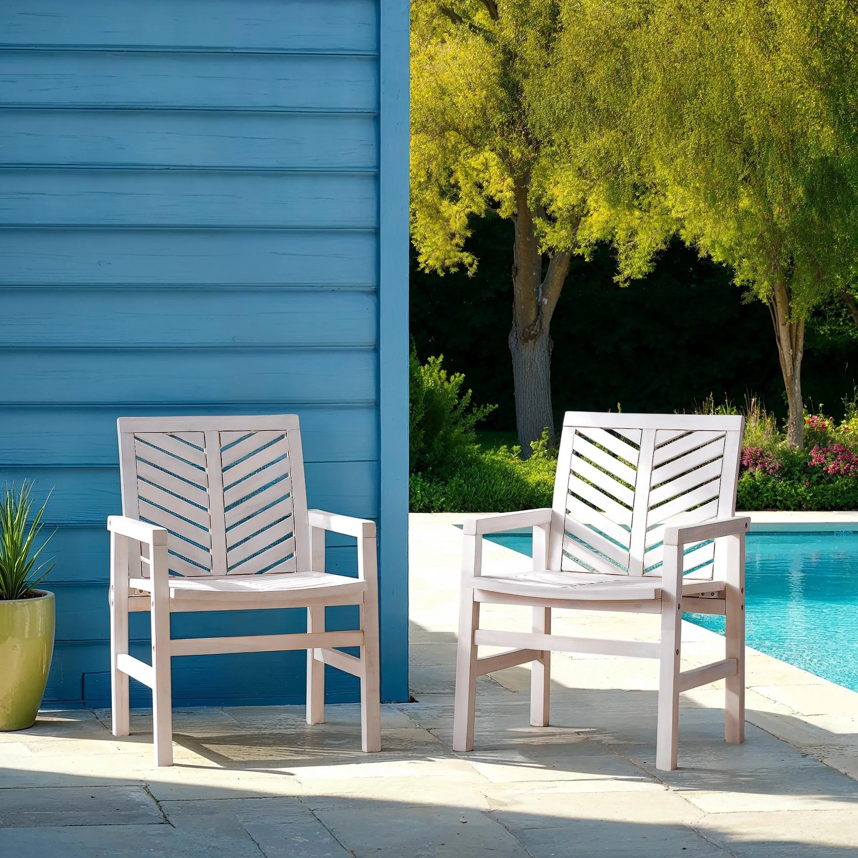 Middlebrook Acacia Wood Chevron Patio Chair (Set of 2)