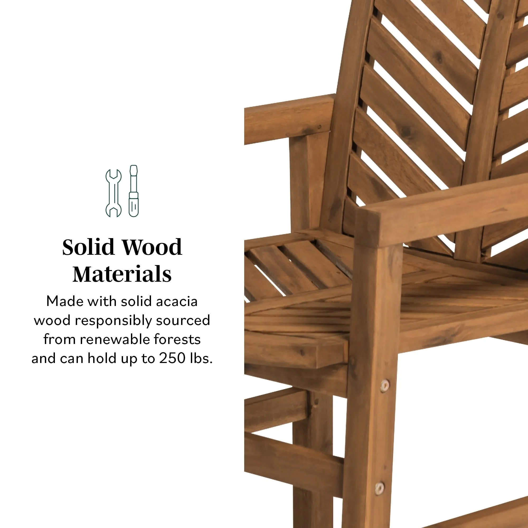 Middlebrook Acacia Wood Chevron Patio Chair (Set of 2)