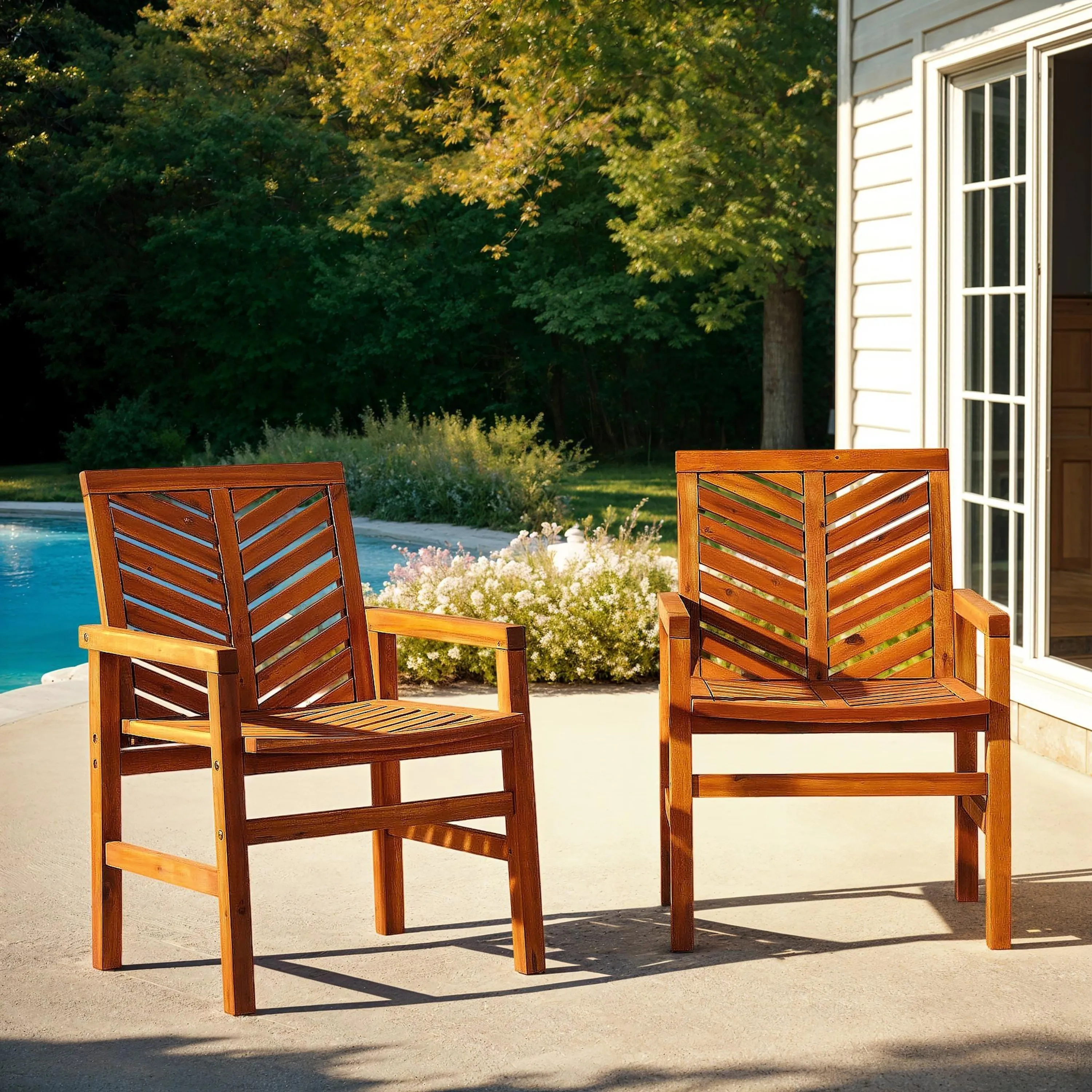 Middlebrook Acacia Wood Chevron Patio Chair (Set of 2)