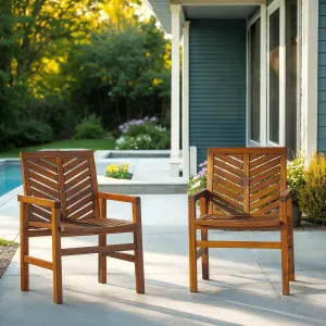 Middlebrook Acacia Wood Chevron Patio Chair (Set of 2)