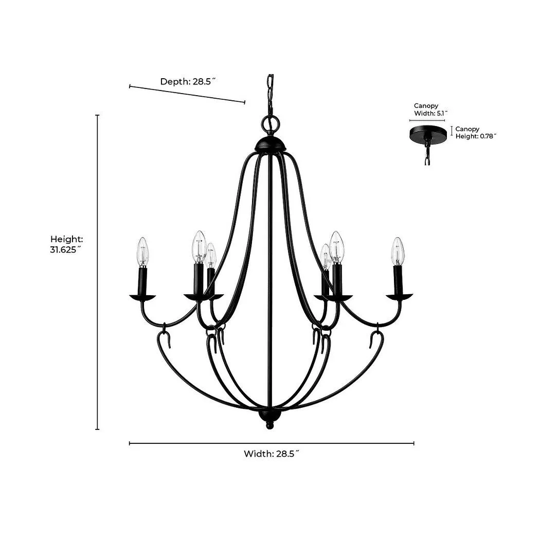 Millennium Lighting 12106 Eisley 6 Light 29 Wide Chandelier