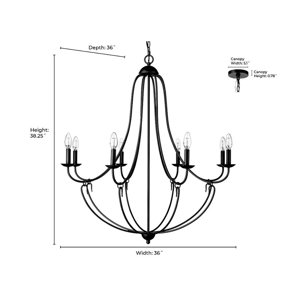 Millennium Lighting 12108 Eisley 8 Light 36 Wide Chandelier
