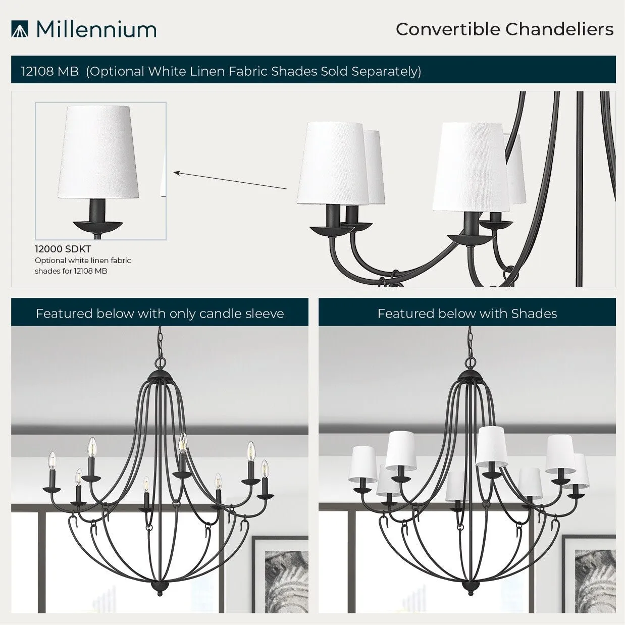 Millennium Lighting 12108 Eisley 8 Light 36 Wide Chandelier