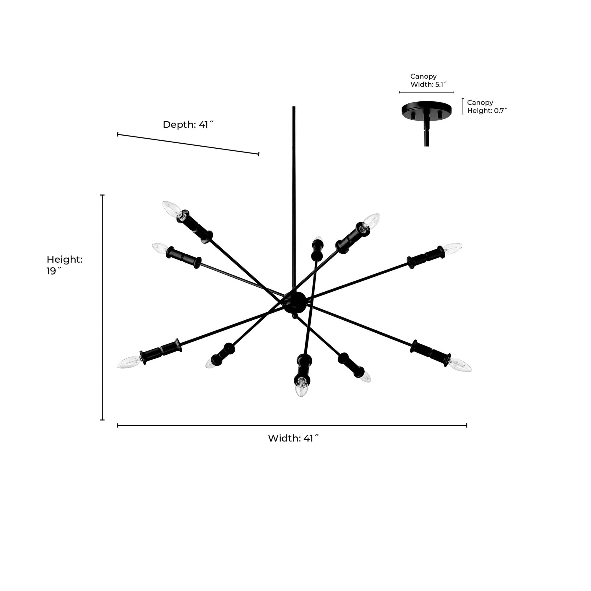 Millennium Lighting 29110 Potiss 10 Light 41 Wide Sputnik Chandelier