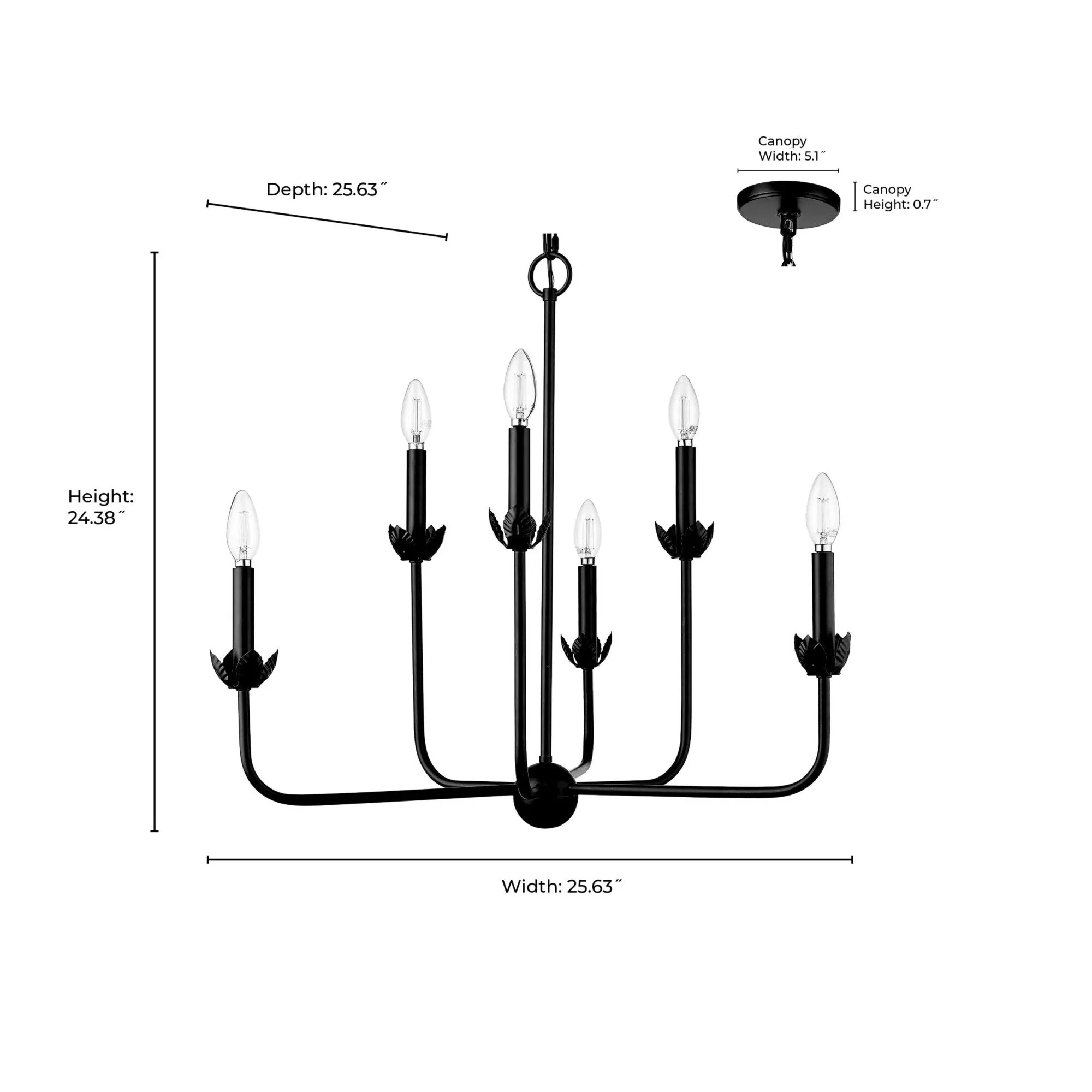 Millennium Lighting 29706 Freesia 6 Light 26 Wide Taper Candle Style