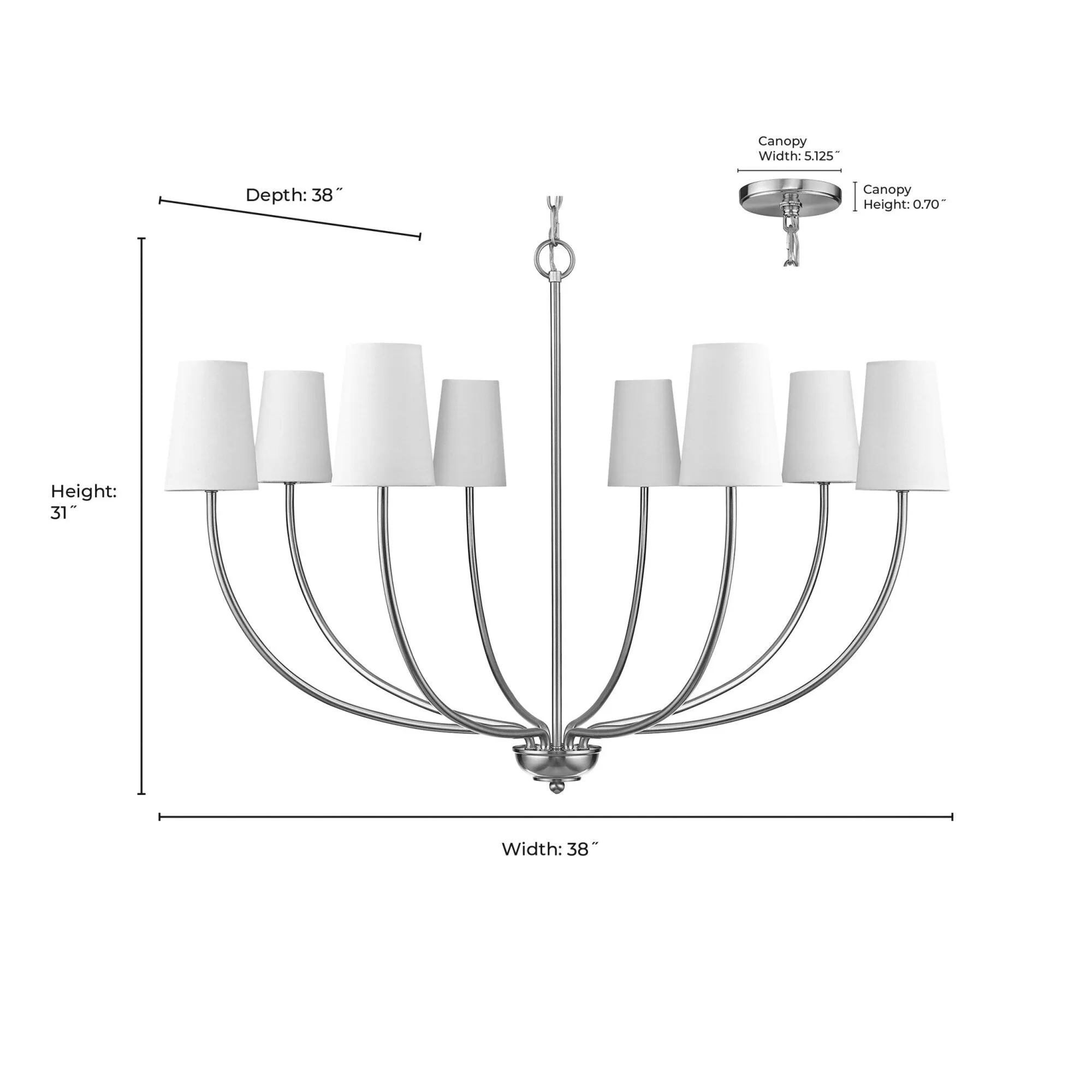 Millennium Lighting 29908 Kandor 8 Light 38 Wide Chandelier