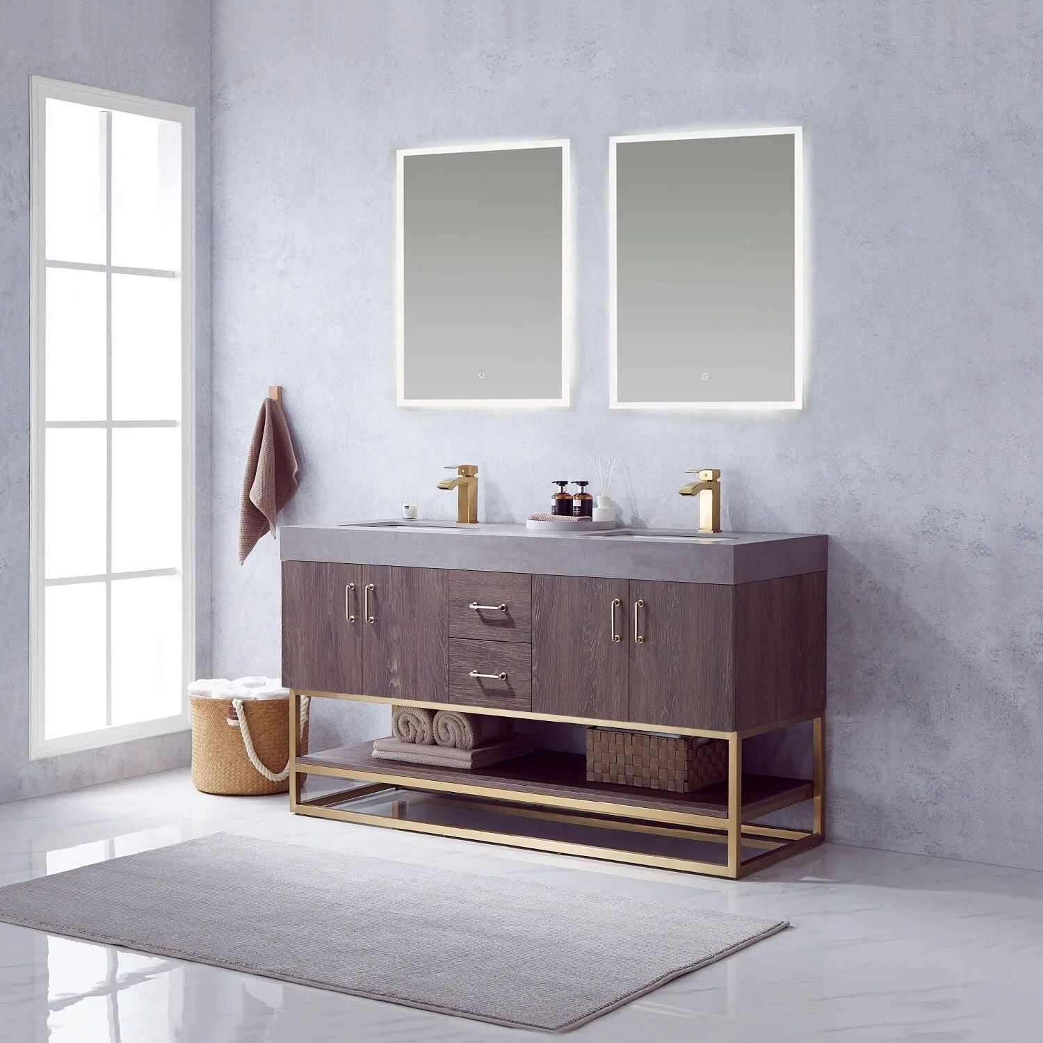 Miseno MV789060 Alistair 60 Free Standing Double Basin Vanity Set