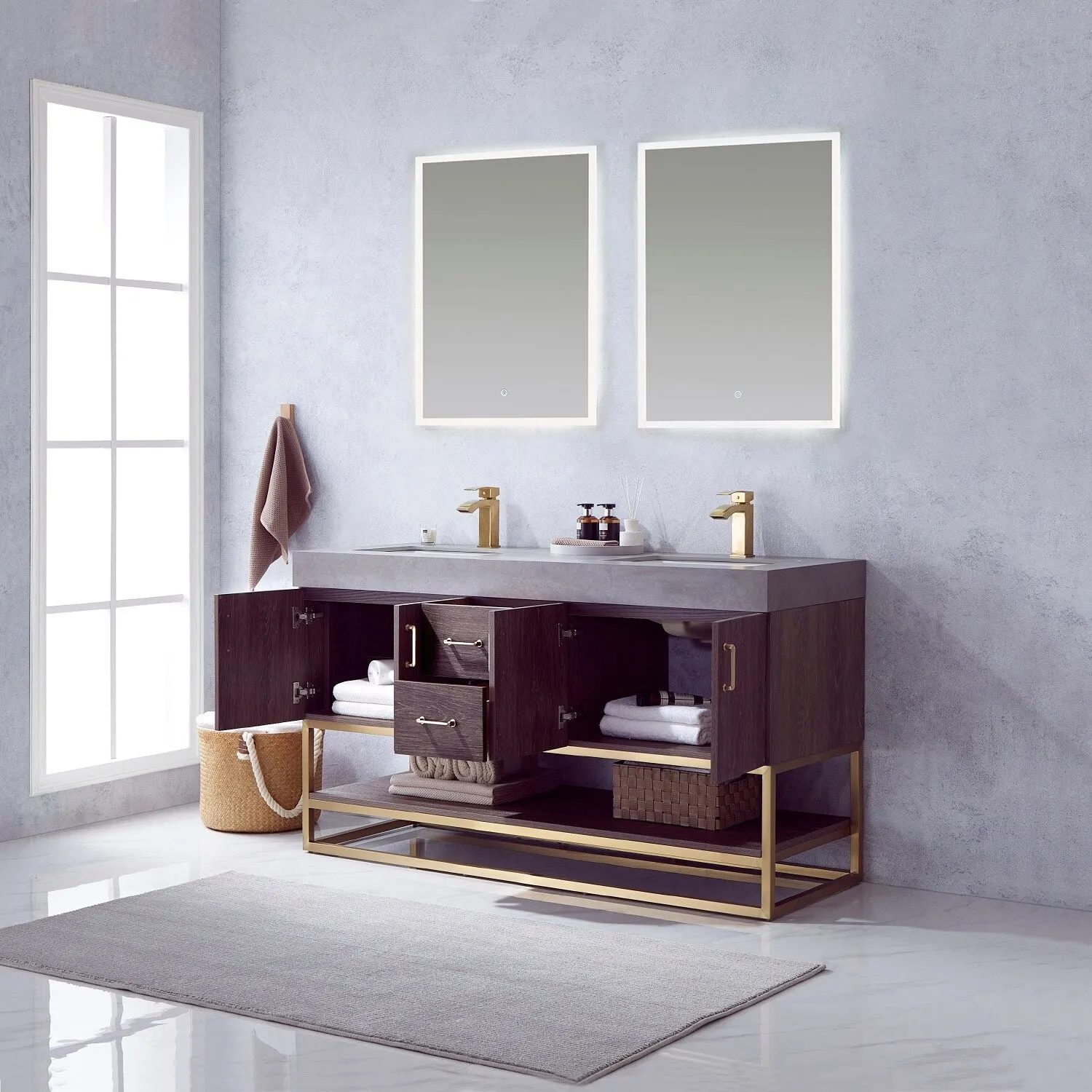 Miseno MV789060 Alistair 60 Free Standing Double Basin Vanity Set