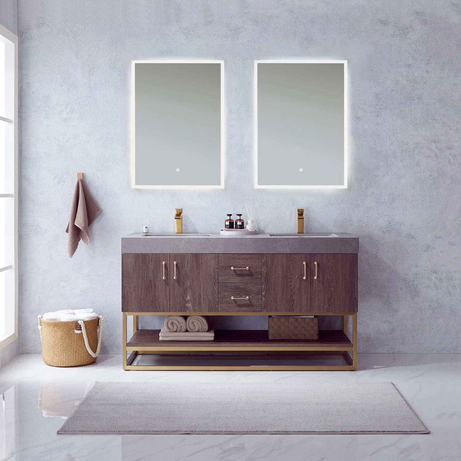 Miseno MV789060 Alistair 60 Free Standing Double Basin Vanity Set