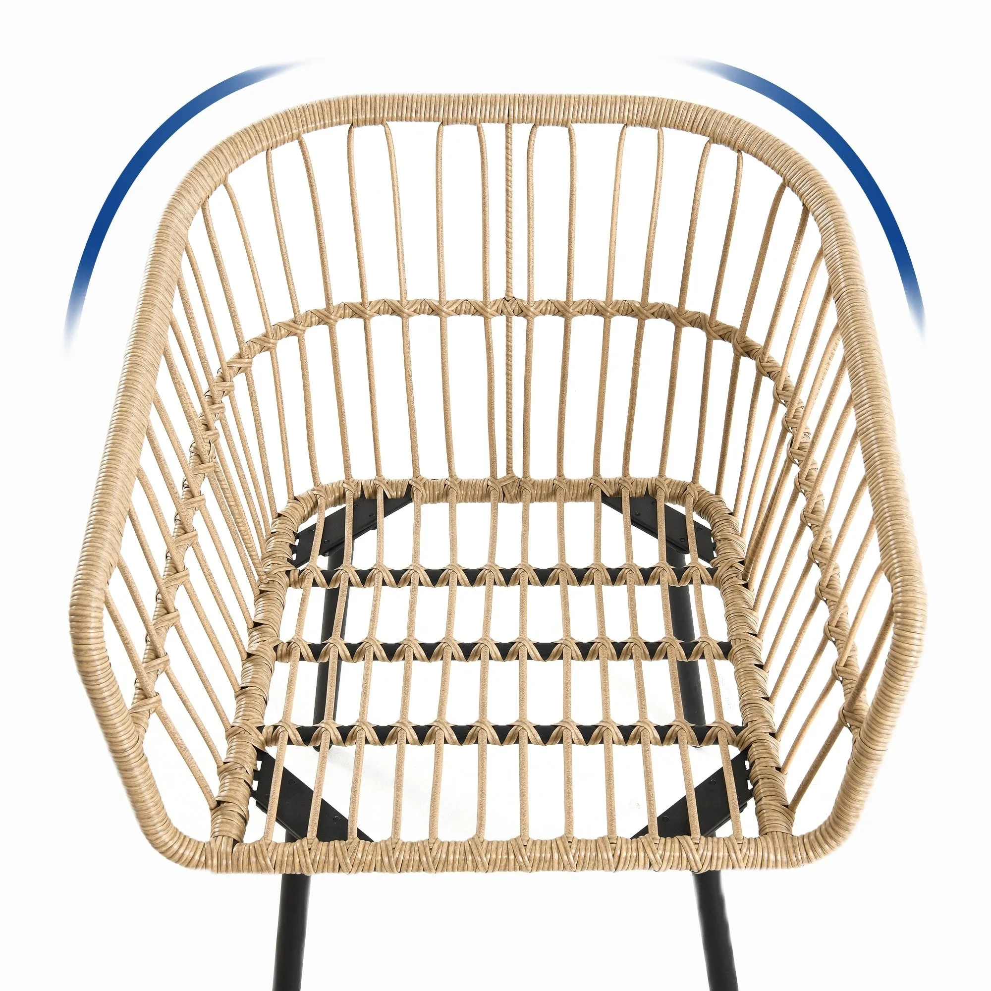 Moasis 3 Pieces Outdoor Wicker Rattan Patio Conversation Bistro Set
