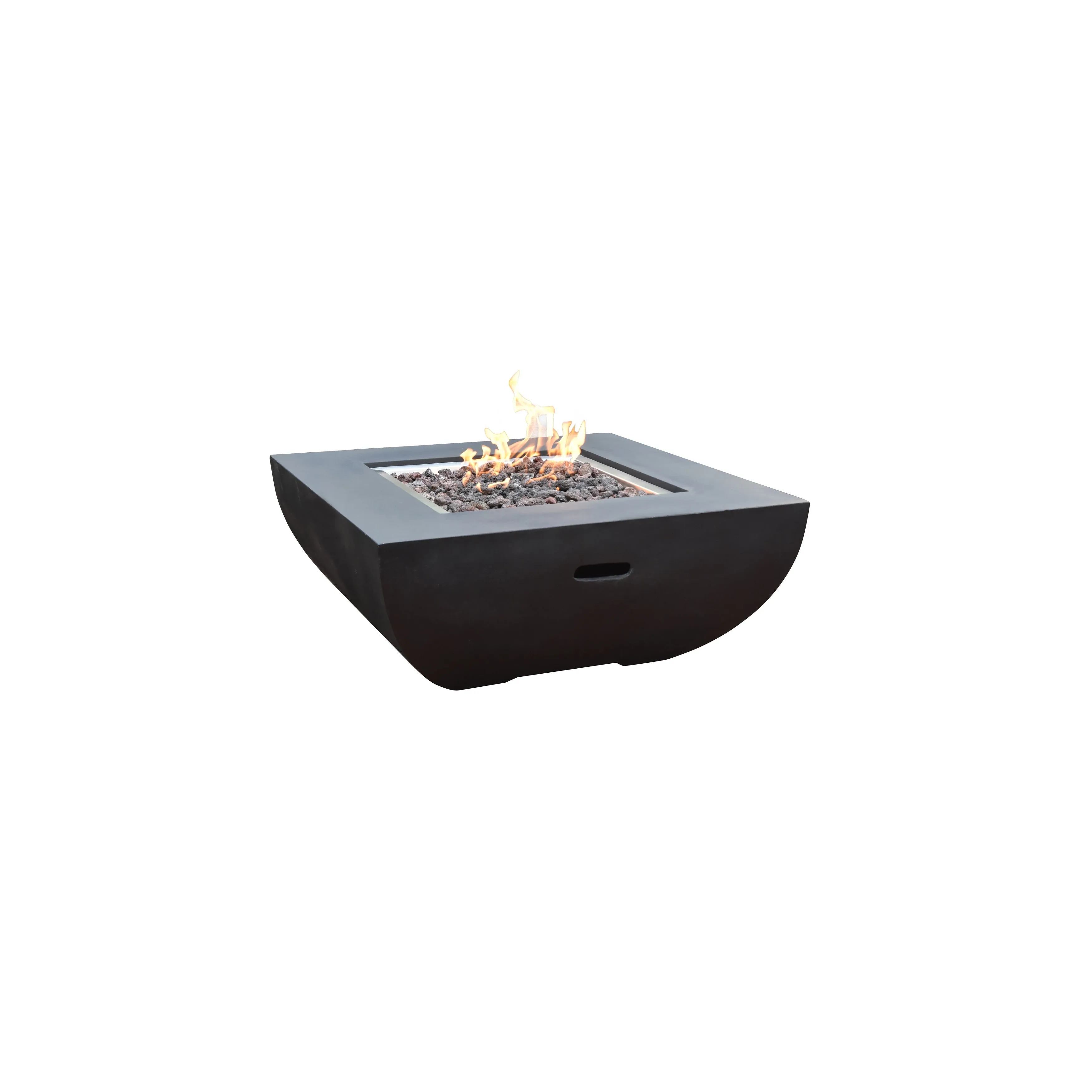 Modeno Aurora 50.000 BTU Black Concrete Propane Fire Table with Lava Rocks & Cover