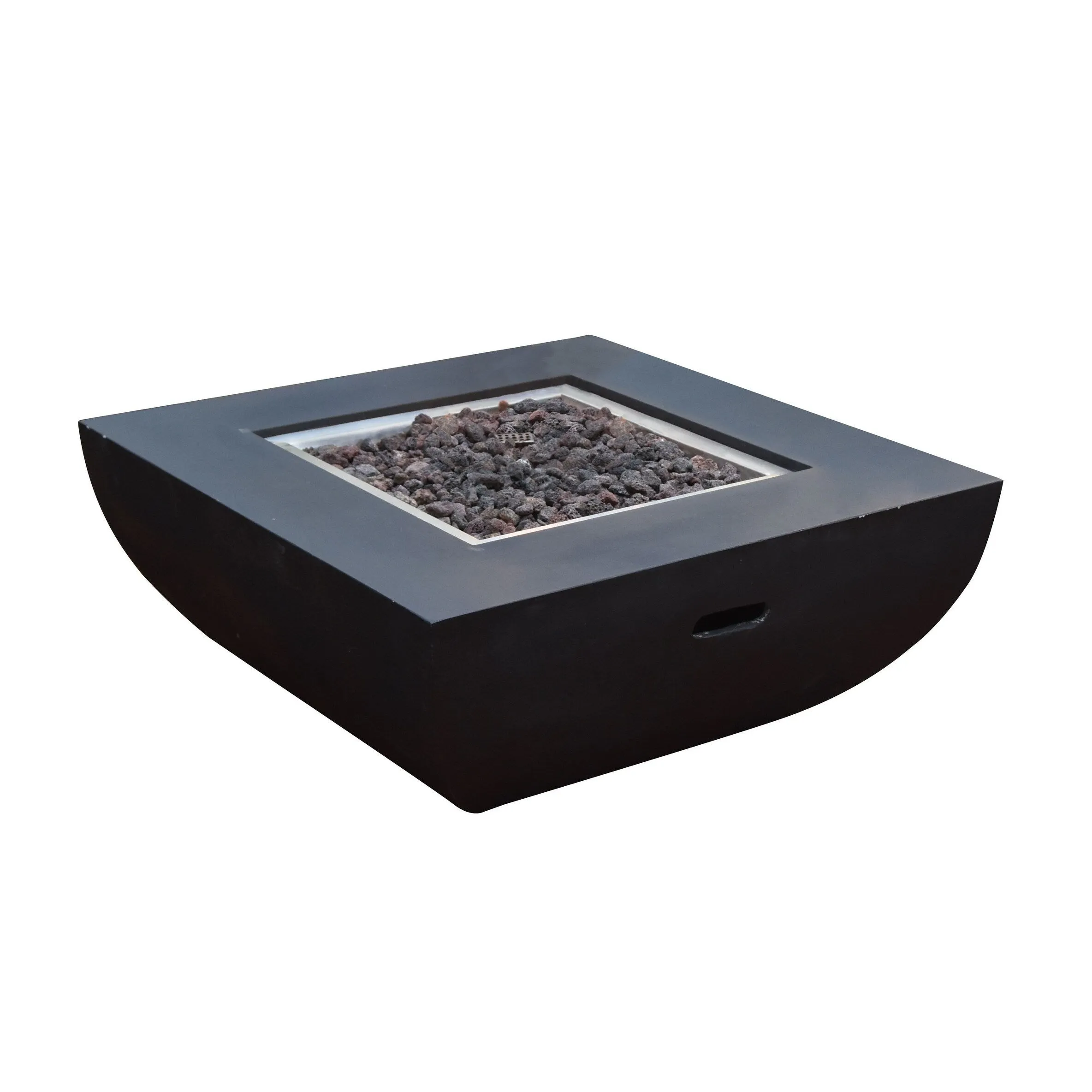 Modeno Aurora 50.000 BTU Black Concrete Propane Fire Table with Lava Rocks & Cover