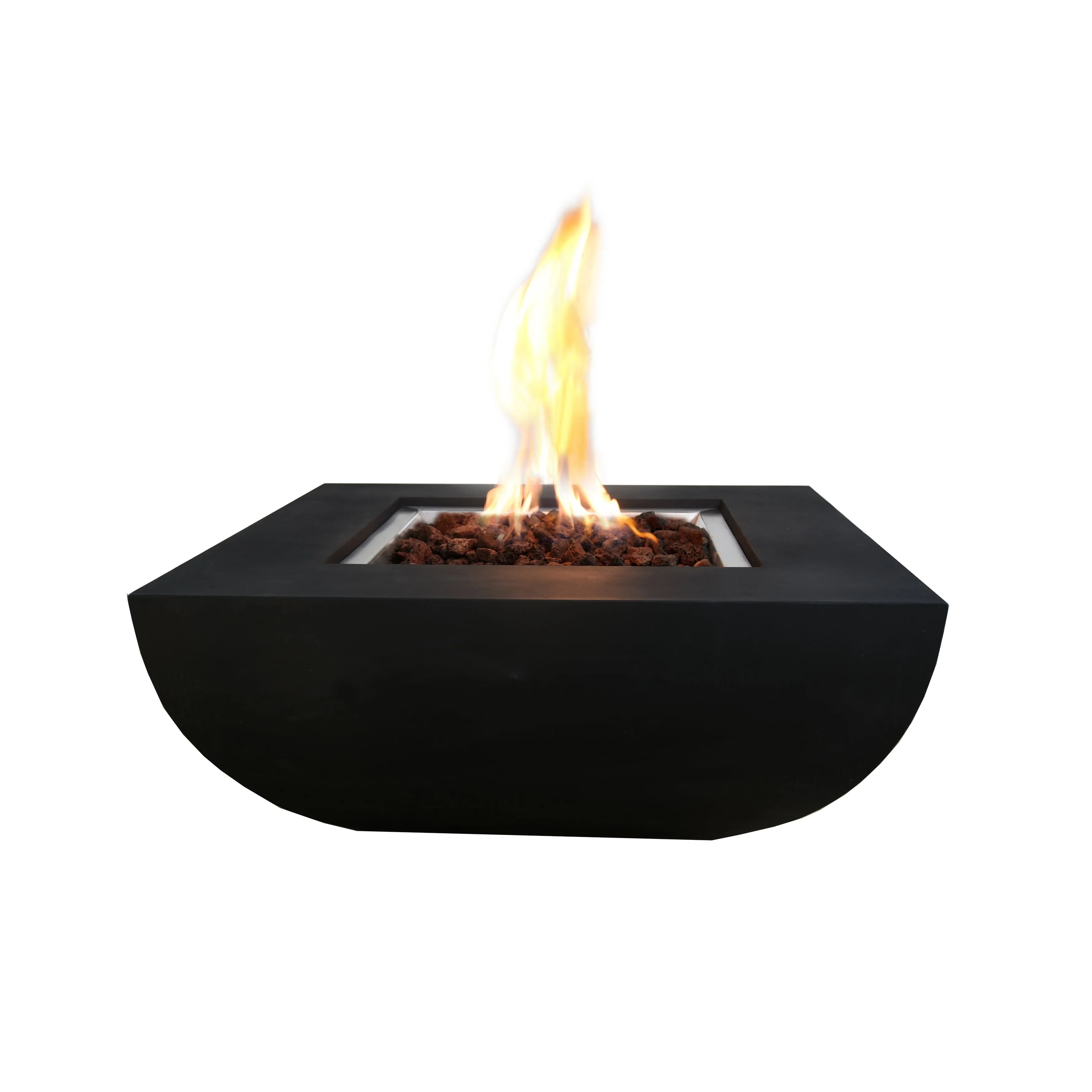 Modeno Aurora 50.000 BTU Black Concrete Propane Fire Table with Lava Rocks & Cover