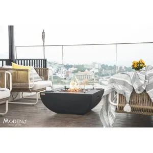 Modeno Aurora 50.000 BTU Black Concrete Propane Fire Table with Lava Rocks & Cover