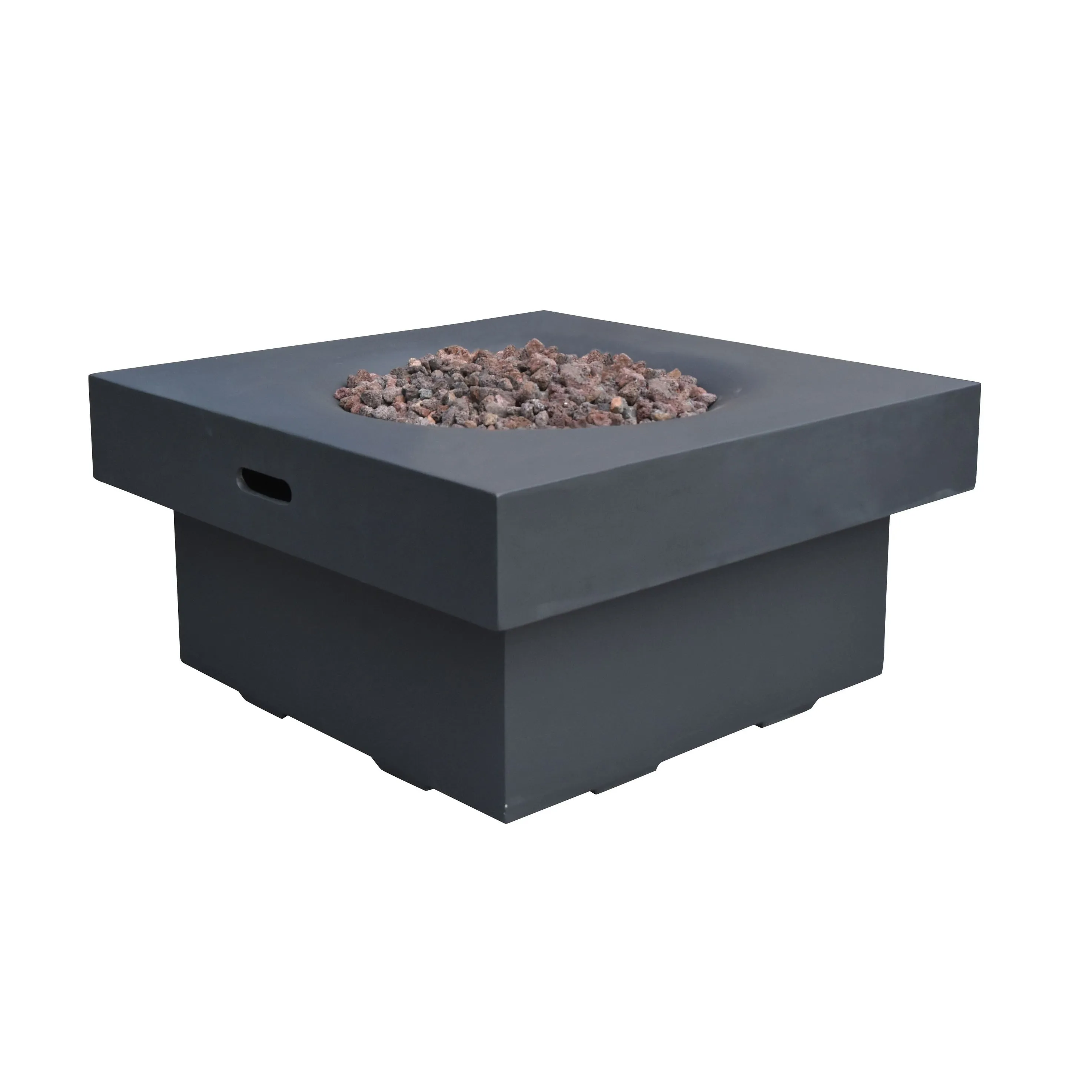Modeno Branford 50.000 BTU Black Concrete Natural Gas Fire Table with Lava Rocks & Cover - 34.3 X 34.3 X 16.9
