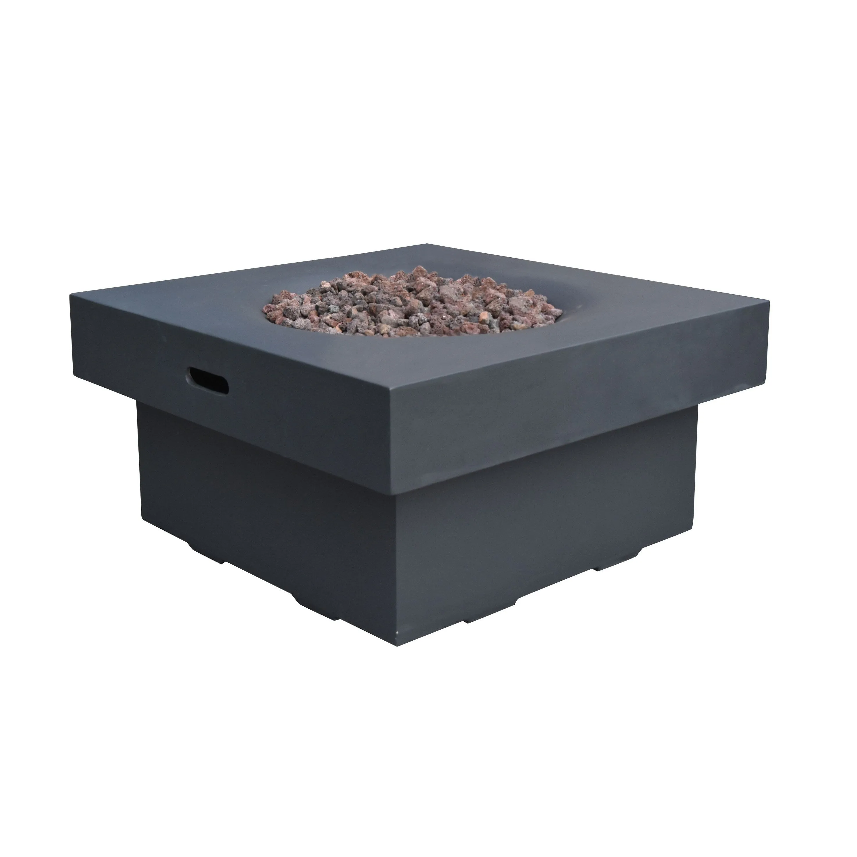 Modeno Branford 50.000 BTU Black Concrete Propane Fire Table with Lava Rocks & Cover - 34.3 X 34.3 X 16.9