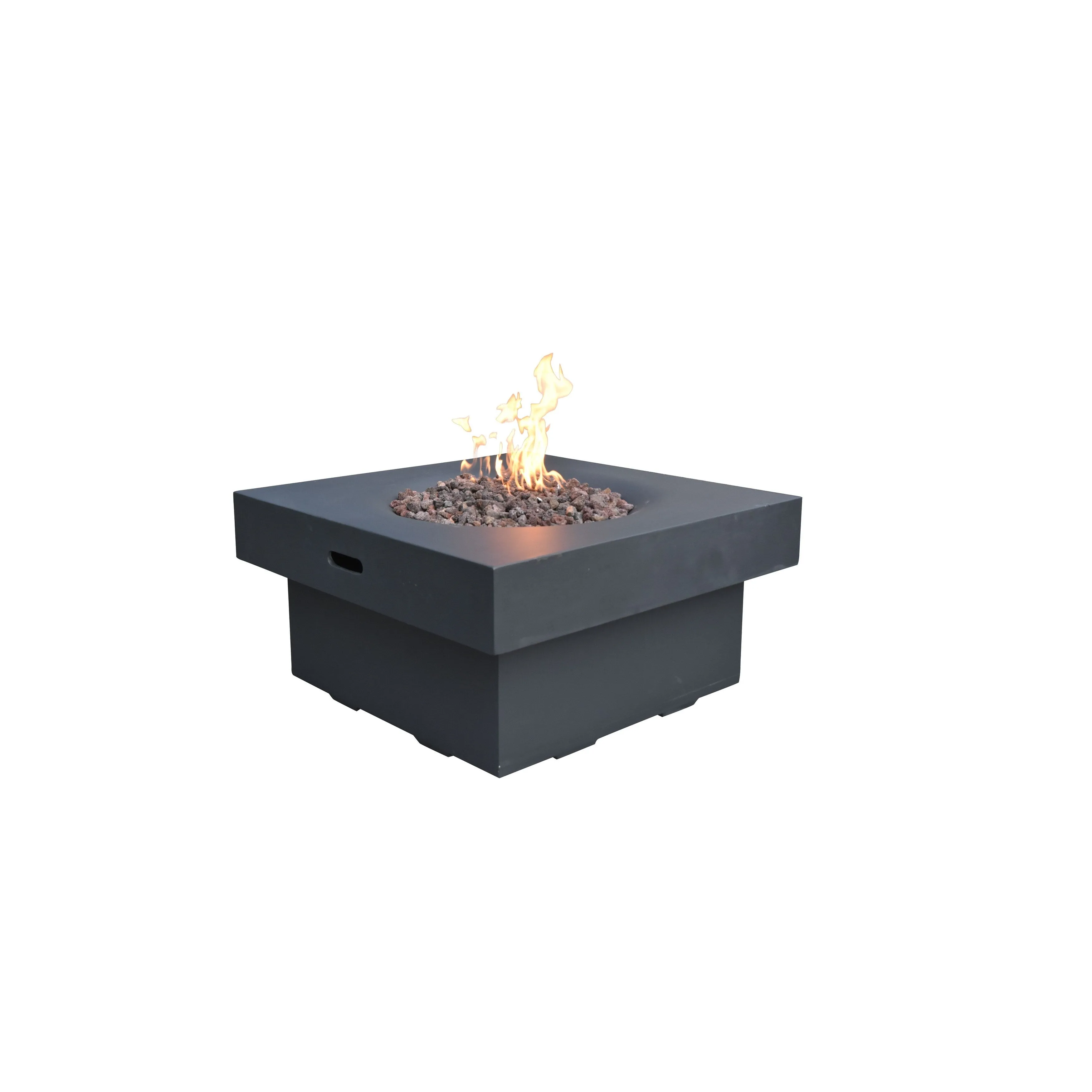 Modeno Branford 50.000 BTU Black Concrete Propane Fire Table with Lava Rocks & Cover - 34.3 X 34.3 X 16.9