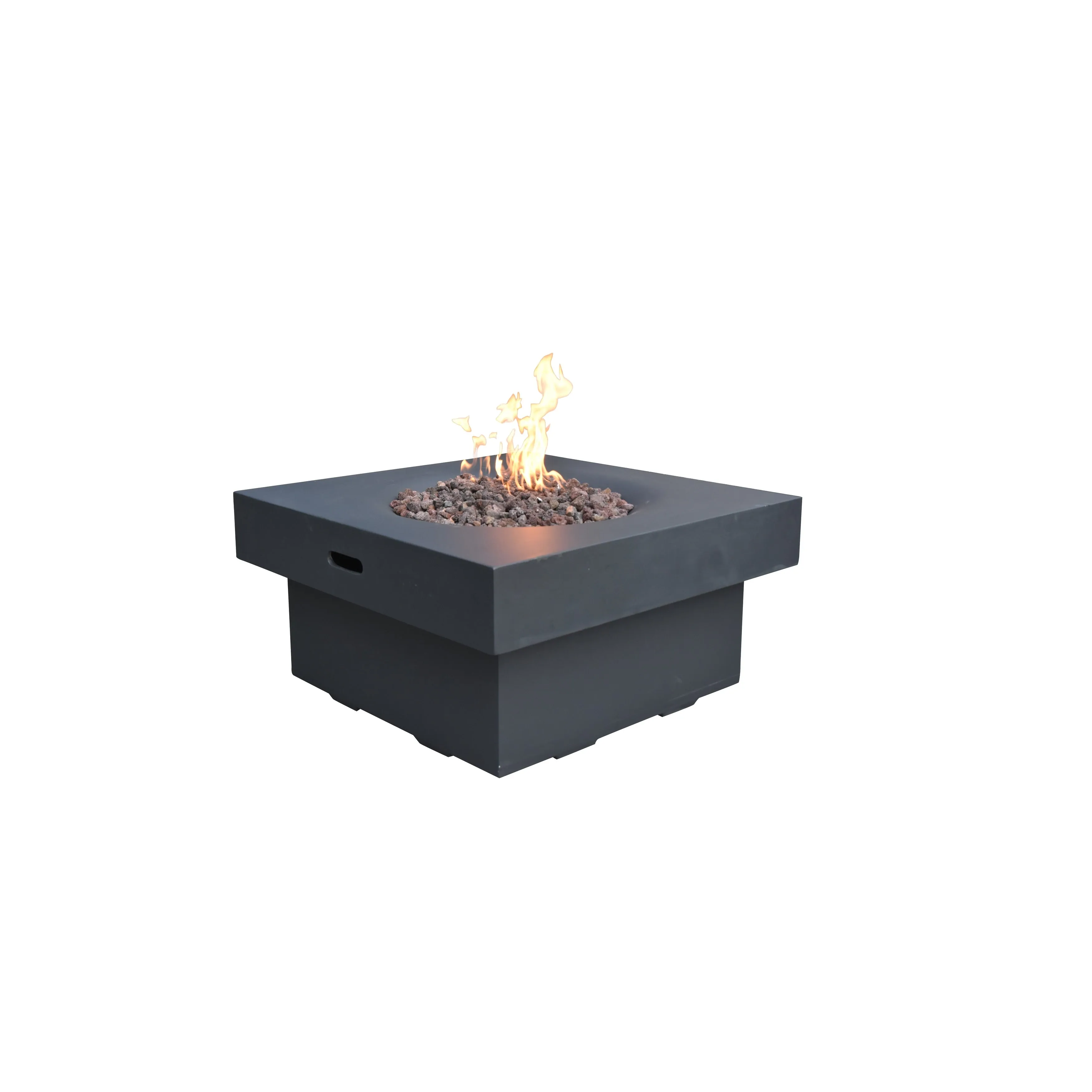 Modeno Branford 50.000 BTU Black Concrete Propane Fire Table with Lava Rocks & Cover - 34.3 X 34.3 X 16.9