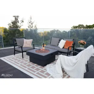 Modeno Branford 50.000 BTU Black Concrete Propane Fire Table with Lava Rocks & Cover - 34.3 X 34.3 X 16.9