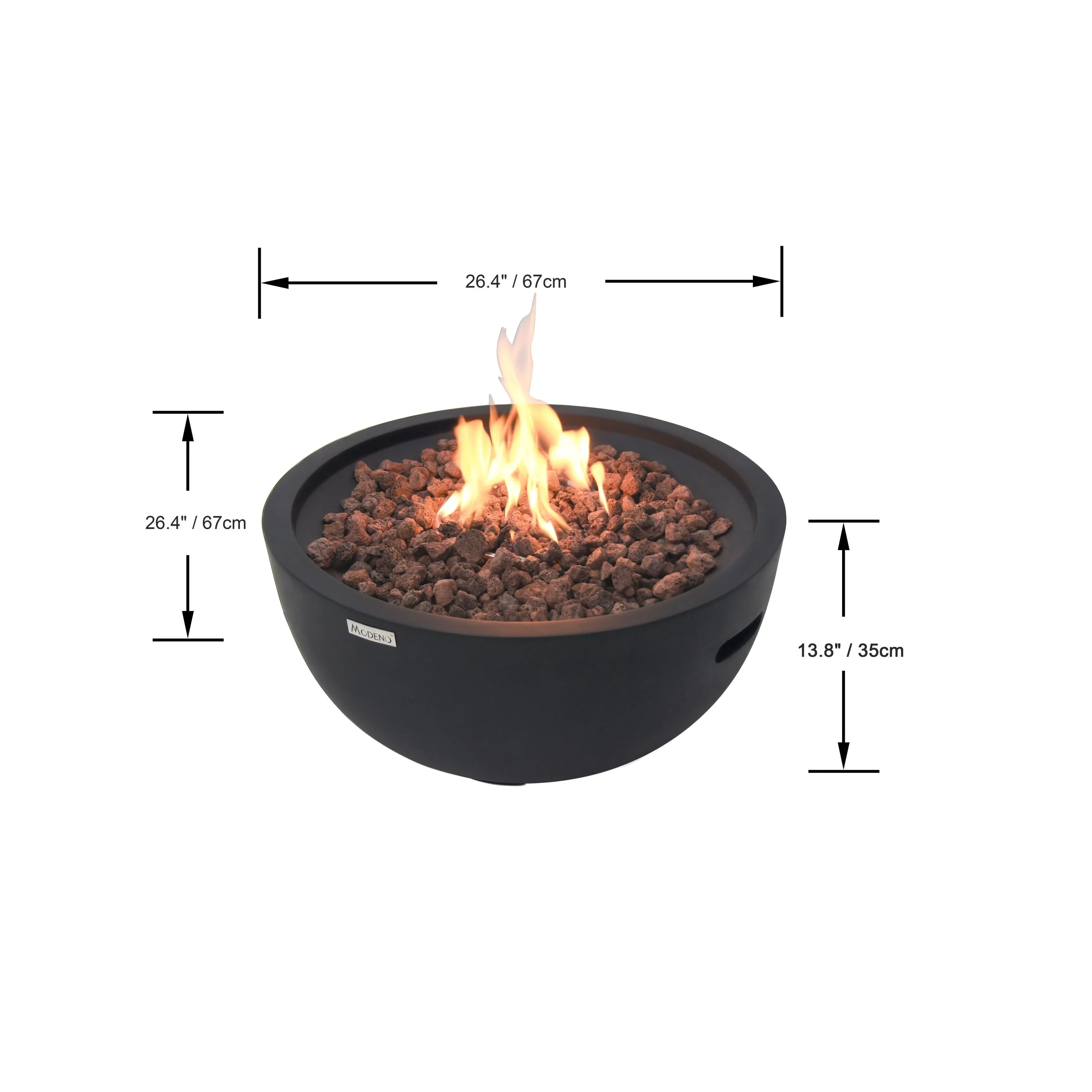 Modeno Jefferson 40.000 BTU Concrete Propane Fire Bowl with Lava Rocks & Cover - 26.6 X 26.6 X 13.8