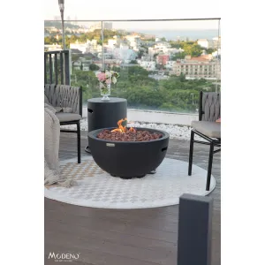 Modeno Jefferson 40.000 BTU Concrete Propane Fire Bowl with Lava Rocks & Cover - 26.6 X 26.6 X 13.8