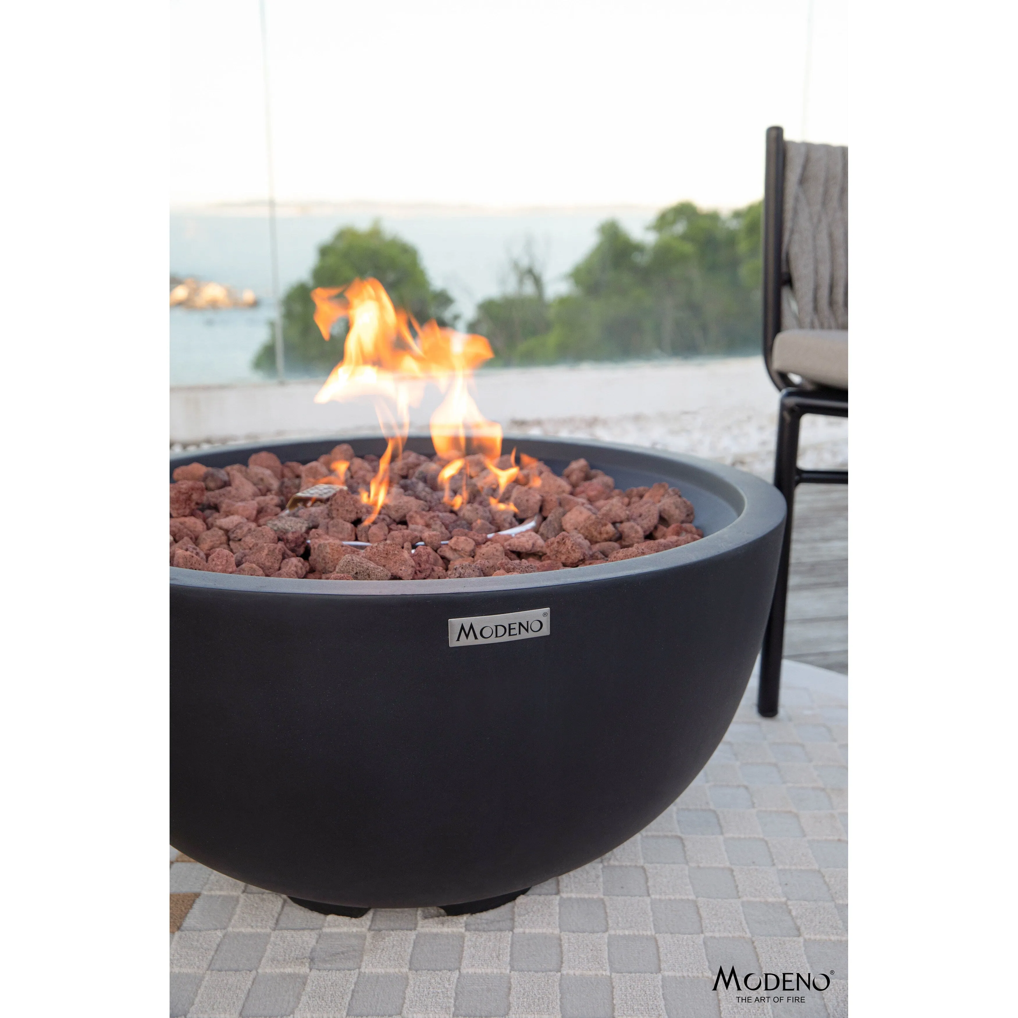 Modeno Jefferson 40.000 BTU Concrete Propane Fire Bowl with Lava Rocks & Cover - 26.6 X 26.6 X 13.8