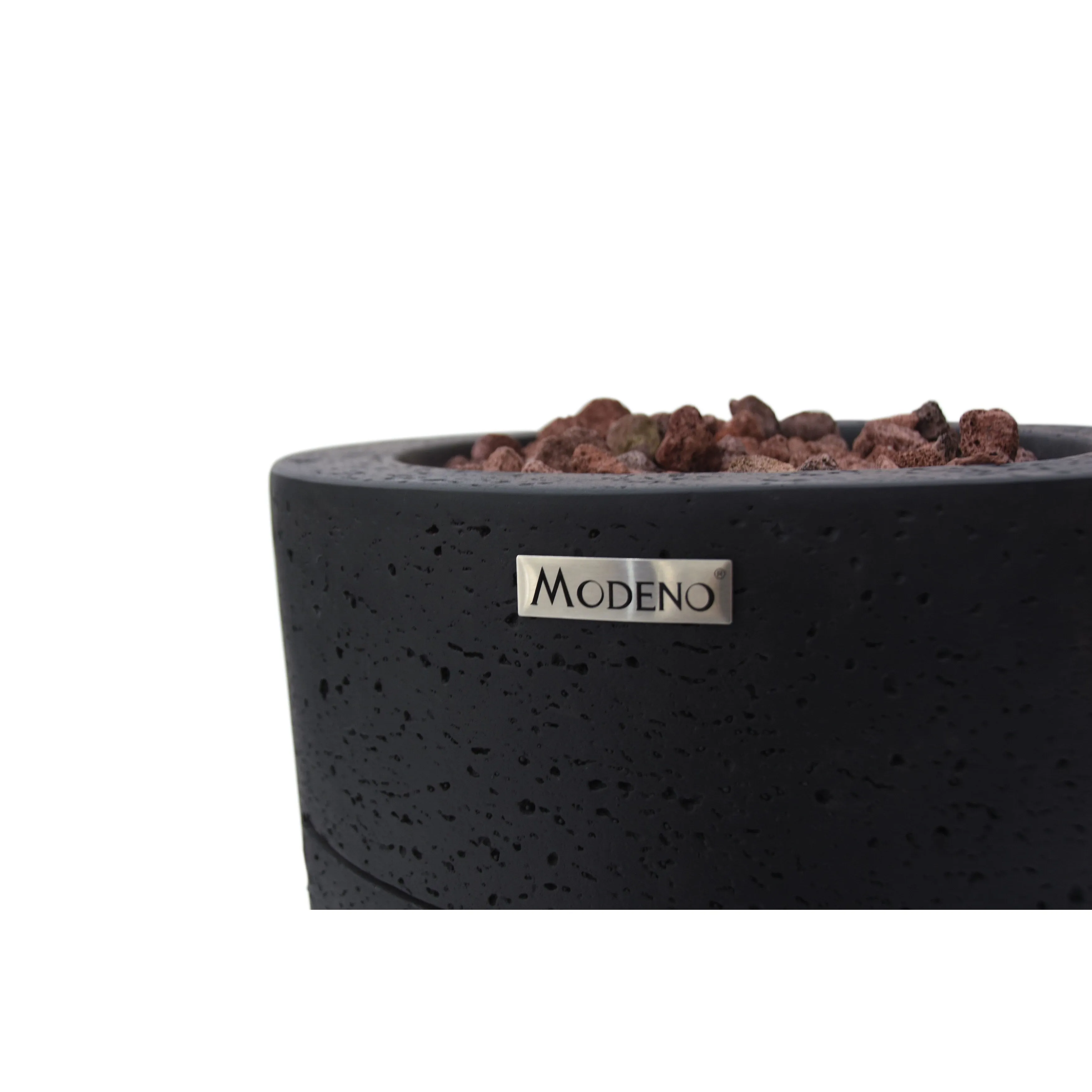 Modeno Lava Tube 40.000 BTU Concrete Propane Column Fire Pit with Lava Rocks & Cover