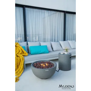 Modeno Nantucket 40.000 BTU Light Grey Concrete Propane Fire Table with Lava Rocks & Cover - 26.6 X 26.6 X 13.8