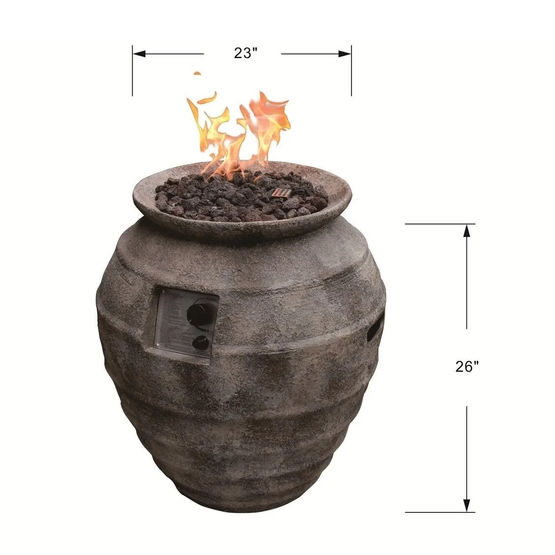 Modeno Pompeii 40.000 BTU Concrete Propane Column Fire Pit with Lava Rocks & Cover
