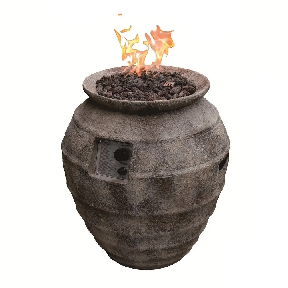 Modeno Pompeii 40.000 BTU Concrete Propane Column Fire Pit with Lava Rocks & Cover