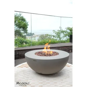 Modeno Roca 50.000 BTU Light Grey Concrete Propane Fire Table with Lava Rocks & Cover - 34 x 34 x 15
