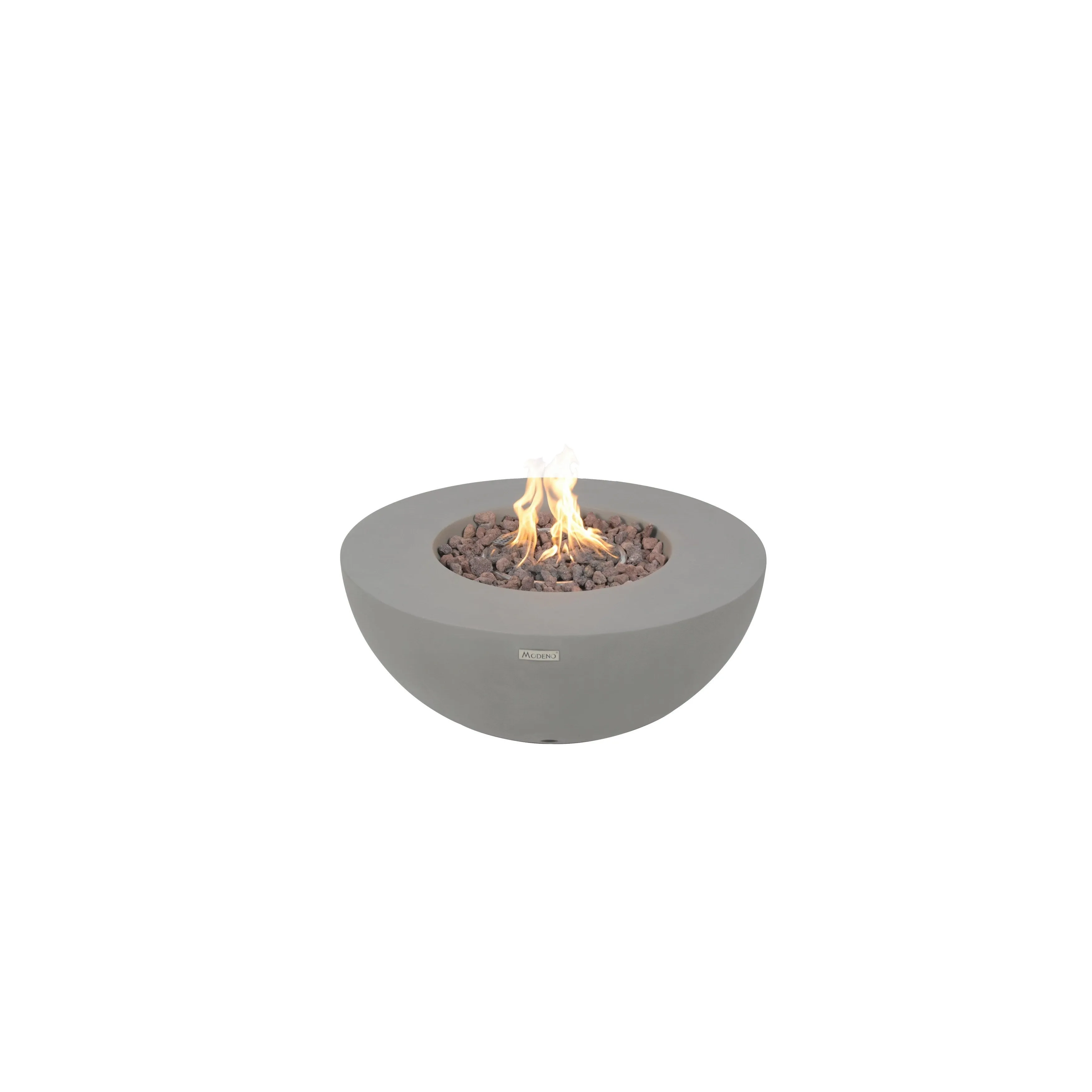 Modeno Roca 50.000 BTU Light Grey Concrete Propane Fire Table with Lava Rocks & Cover - 34 x 34 x 15
