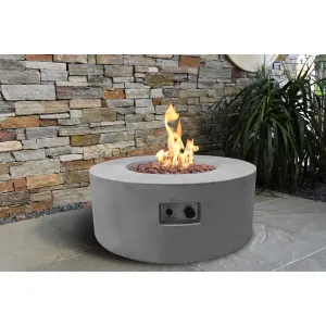 Modeno Tramore 50.000 BTU Light Grey Concrete Propane Fire Table with Lava Rocks & Cover - 34.3 X 34.3 X 14.6