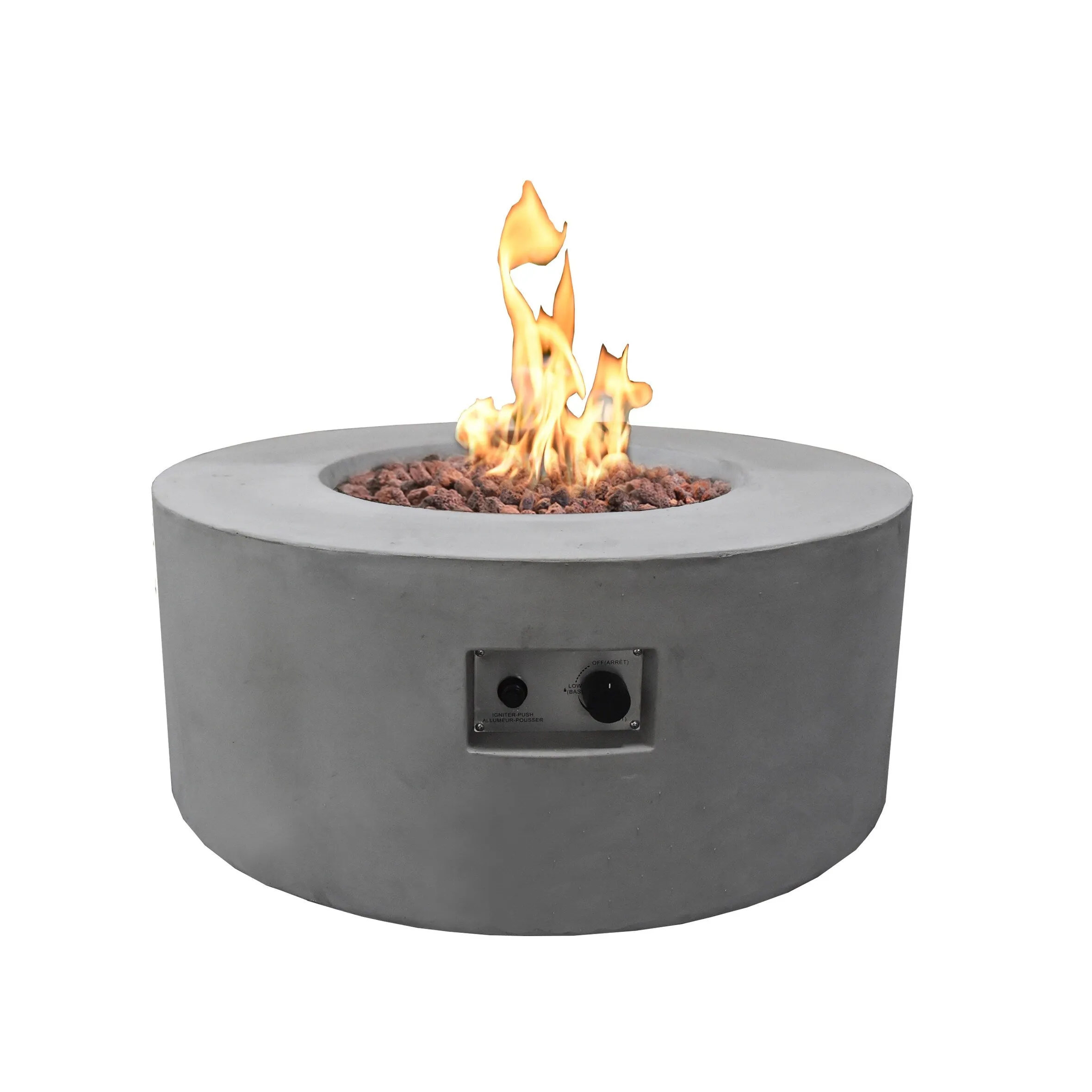Modeno Tramore 50.000 BTU Light Grey Concrete Propane Fire Table with Lava Rocks & Cover - 34.3 X 34.3 X 14.6