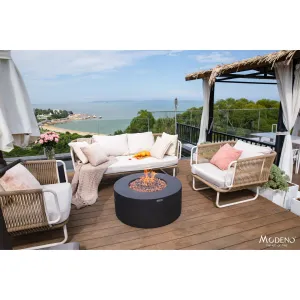 Modeno Venice 50.000 BTU Dark Grey Concrete Propane Fire Table with Lava Rocks & Cover - 34.3 X 34.3 X 14.6