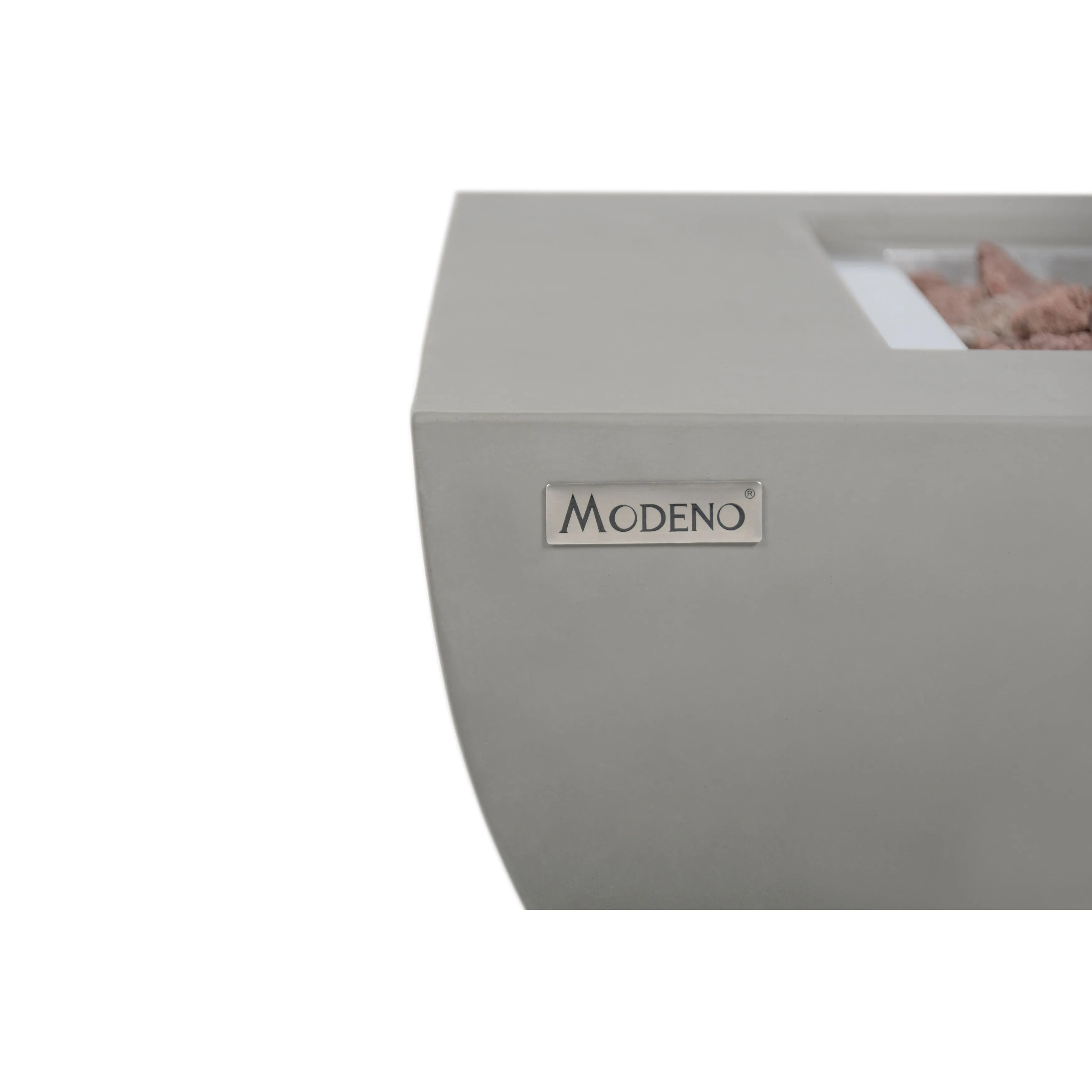 Modeno Westport 50.000 BTU Light Grey Concrete Propane Fire Table with Lava Rocks & Cover - 34 x 34 x 14