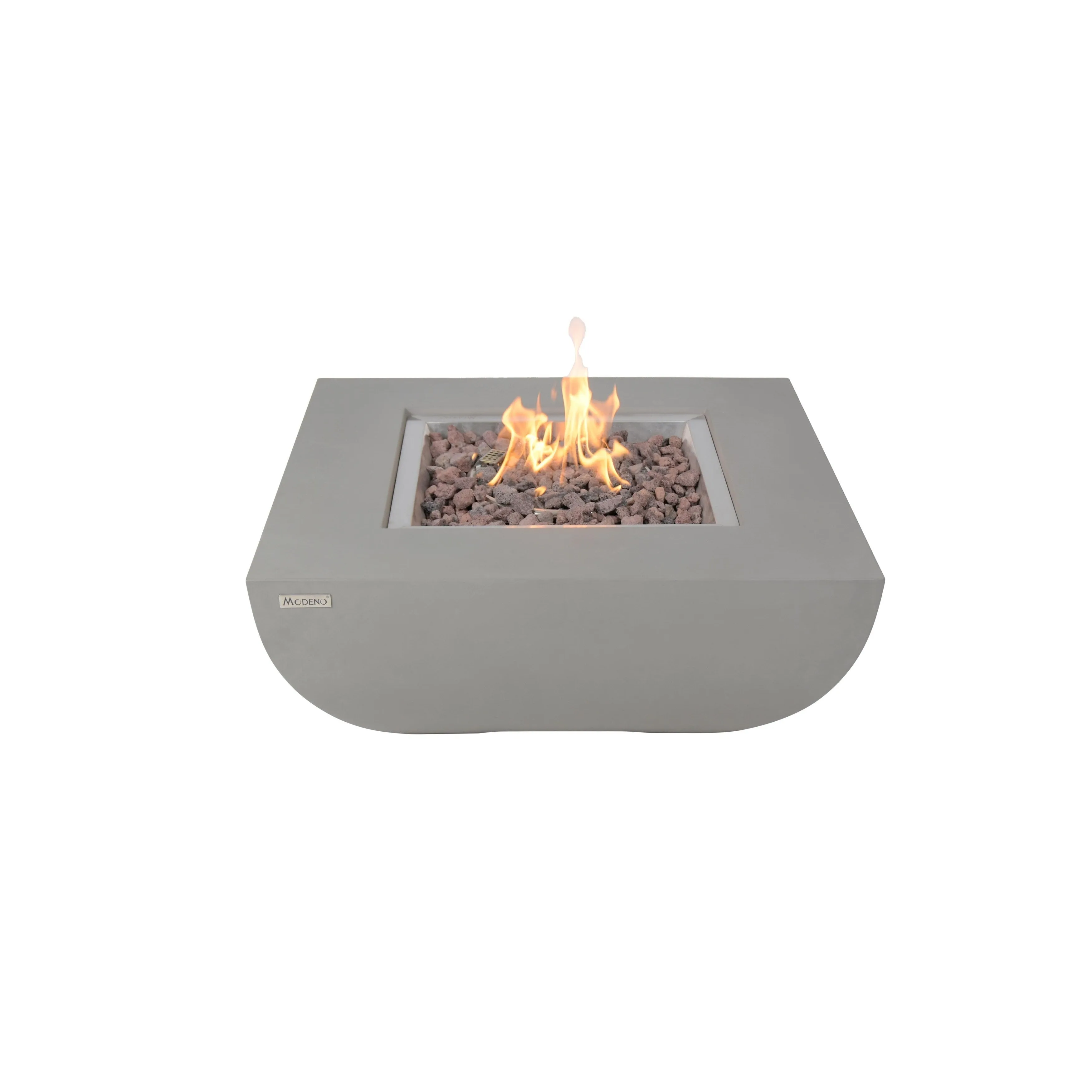 Modeno Westport 50.000 BTU Light Grey Concrete Propane Fire Table with Lava Rocks & Cover - 34 x 34 x 14