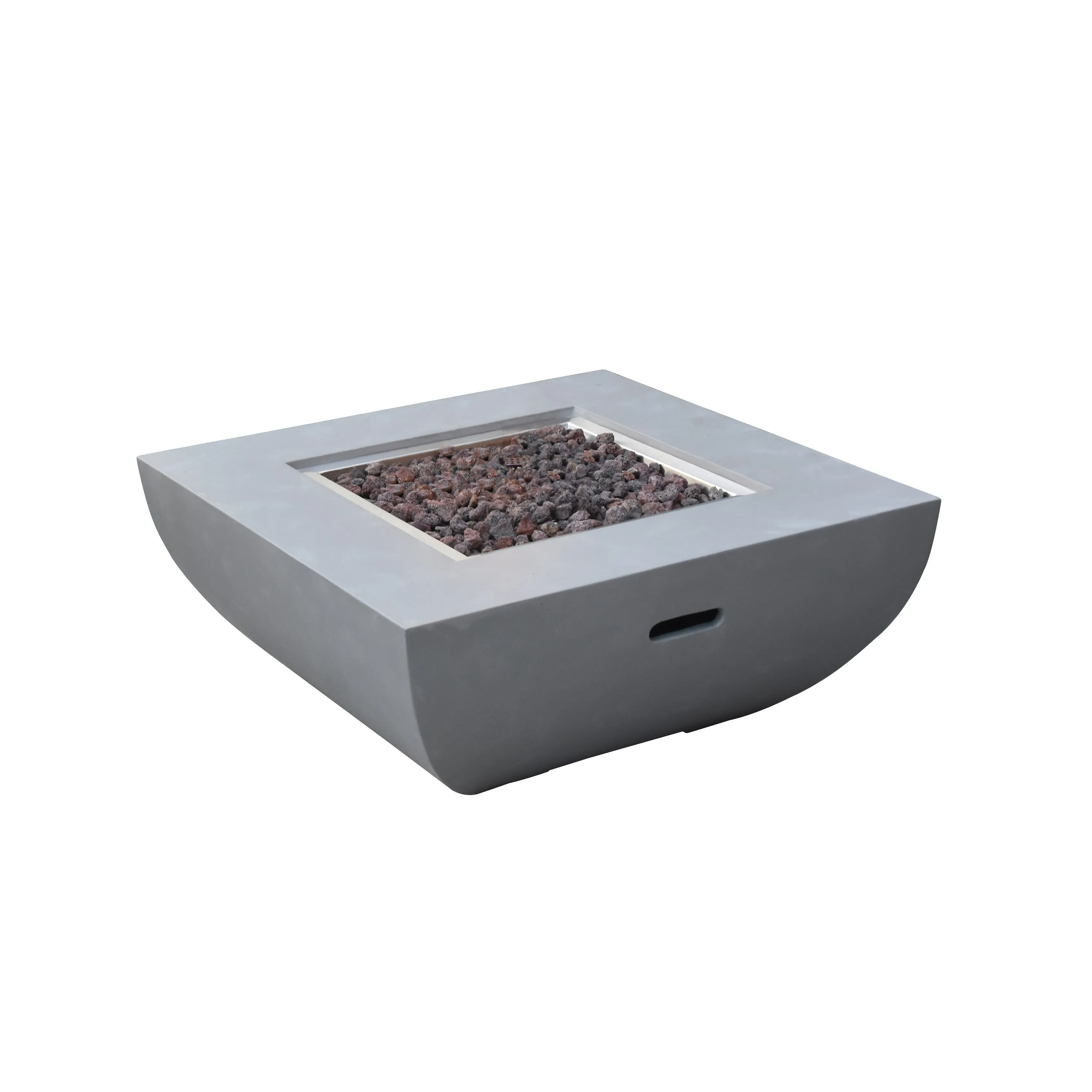 Modeno Westport 50.000 BTU Light Grey Concrete Propane Fire Table with Lava Rocks & Cover - 34 x 34 x 14