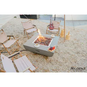 Modeno Westport 50.000 BTU Light Grey Concrete Propane Fire Table with Lava Rocks & Cover - 34 x 34 x 14