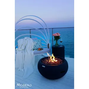 Modeno York 40.000 BTU Black Concrete Propane Fire Table with Lava Rocks & Cover - 26.6 X 26.6 X 14.2