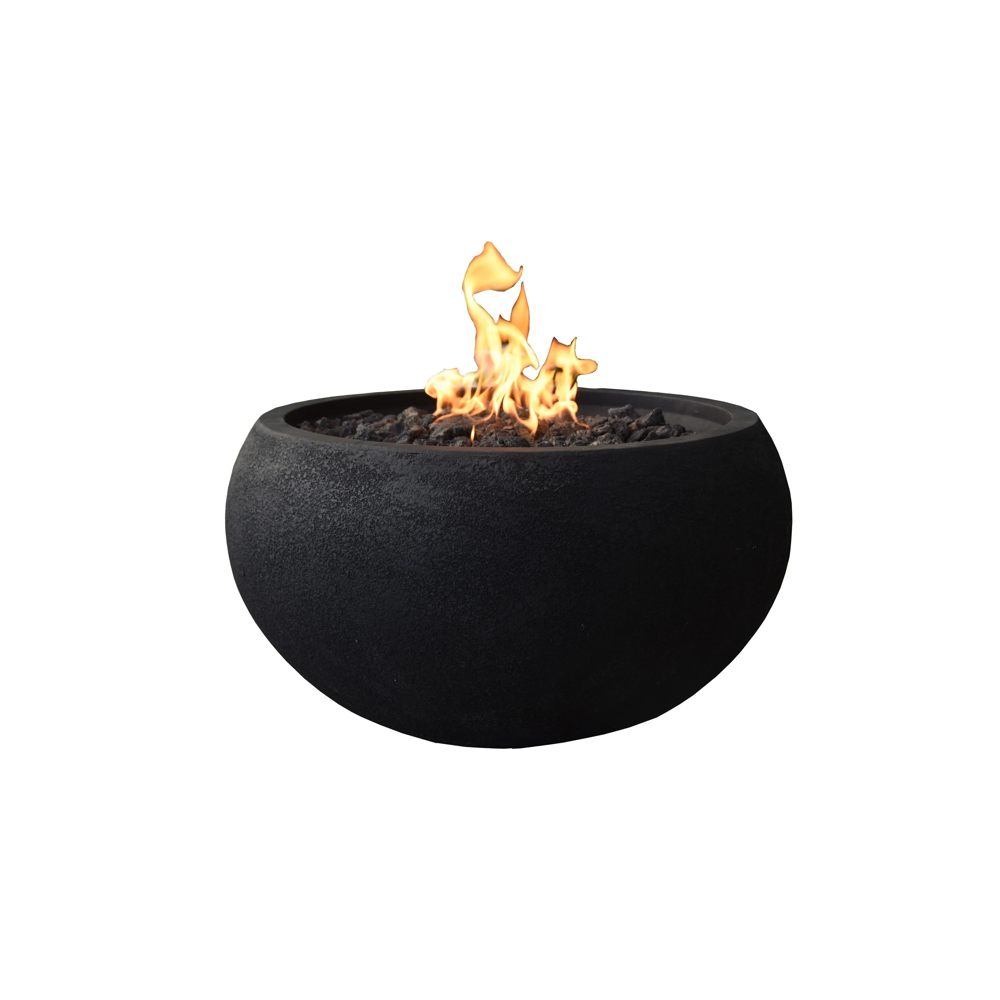 Modeno York 40.000 BTU Black Concrete Propane Fire Table with Lava Rocks & Cover - 26.6 X 26.6 X 14.2