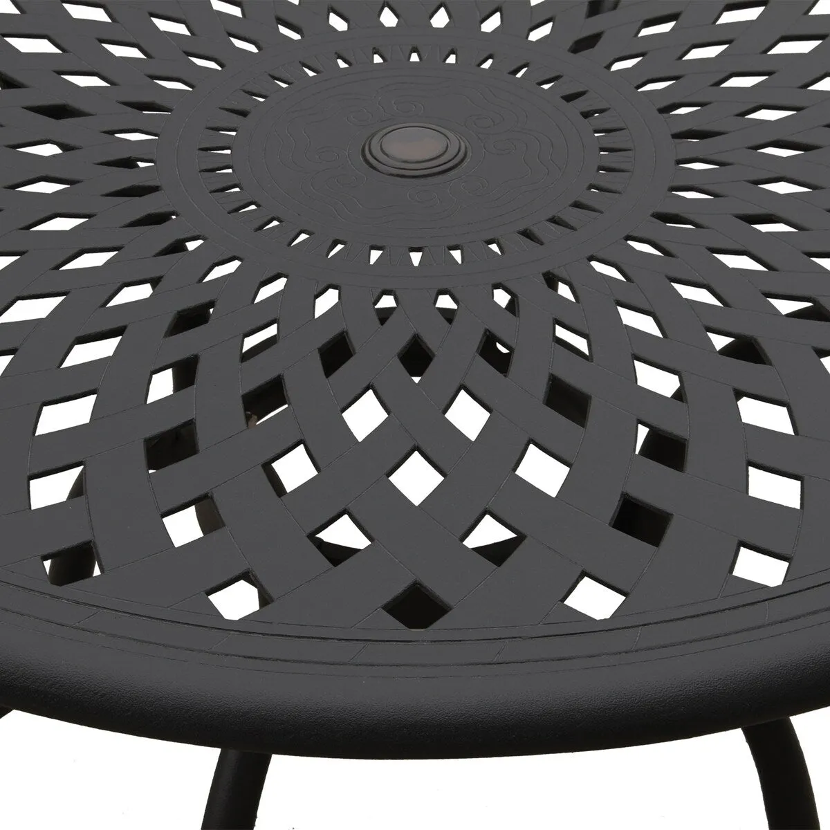 Modern Ornate Outdoor Mesh Aluminum 48-in Round Patio Dining Set with Four Chairs - N/A
