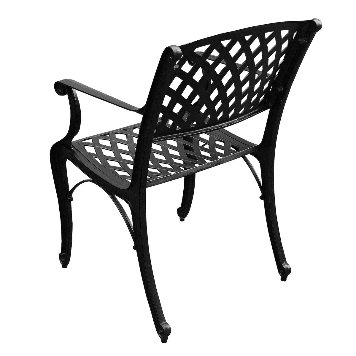 Modern Ornate Outdoor Mesh Aluminum 48-in Round Patio Dining Set with Four Chairs - N/A